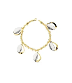 Pulsera De Mujer Oro Bicolor 18K Abalorios Hojas<Alda Joyeros Sale