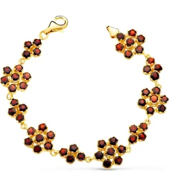 Pulsera Mujer Granate Oro Amarillo 18K<Alda Joyeros Outlet
