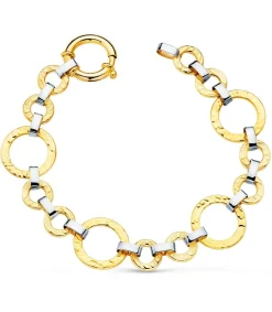 Pulsera Mujer Oro Bicolor 18K Eslabones Redondos<Alda Joyeros Online