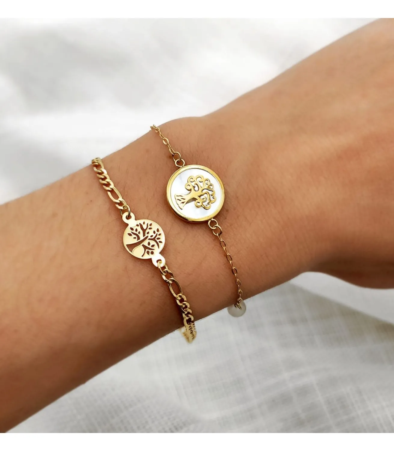 Pulsera Mujer Oro 18K Arbol De La Vida Nacar 20Cm<Alda Joyeros Cheap