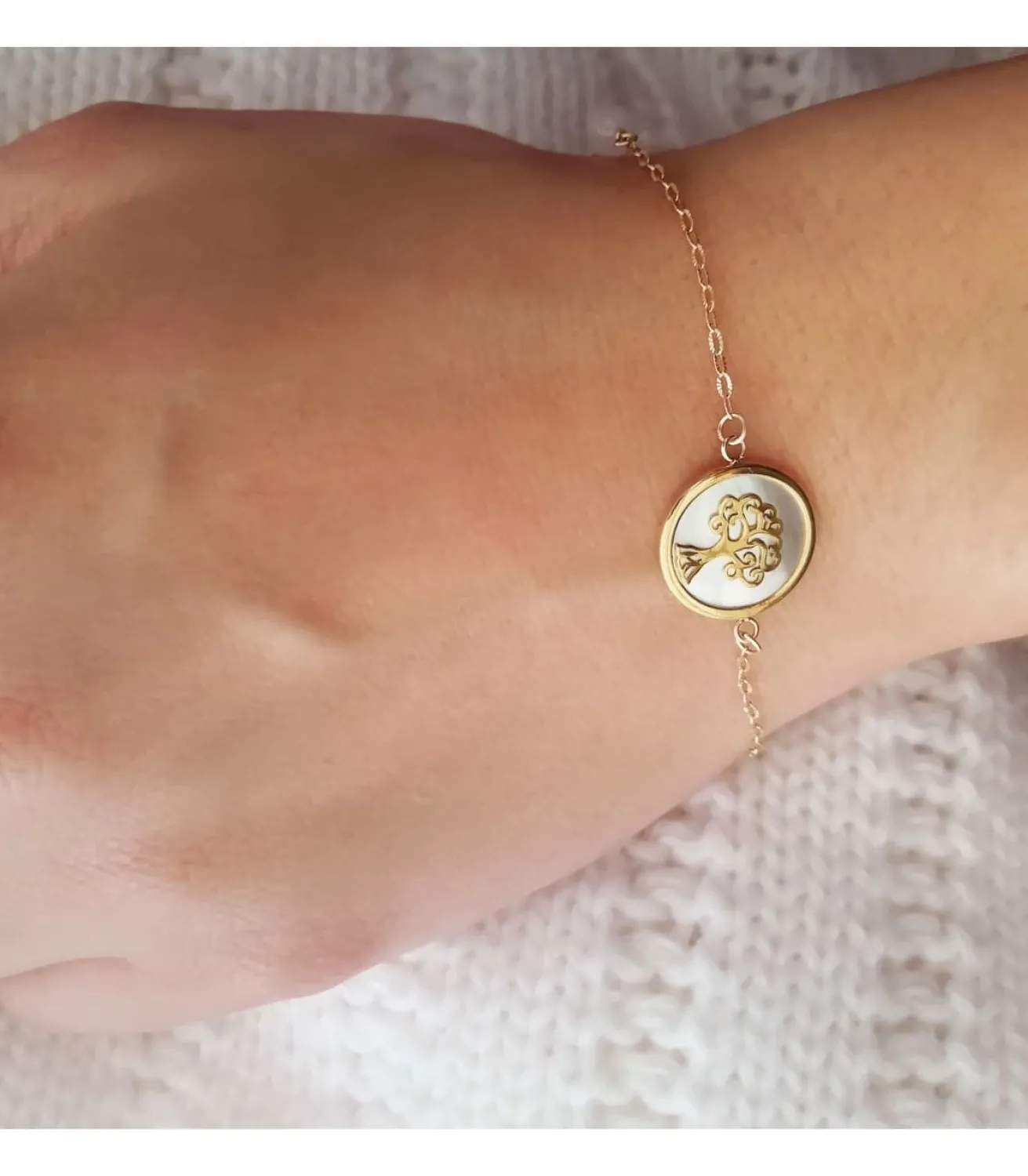 Pulsera Mujer Oro 18K Arbol De La Vida Nacar 20Cm<Alda Joyeros Cheap