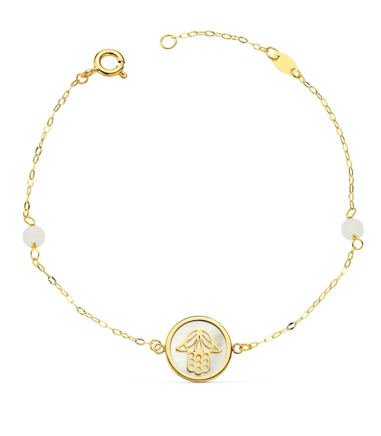 Pulsera Mujer Oro 18K Mano De Fatima Nacar 20Cm<Alda Joyeros Hot