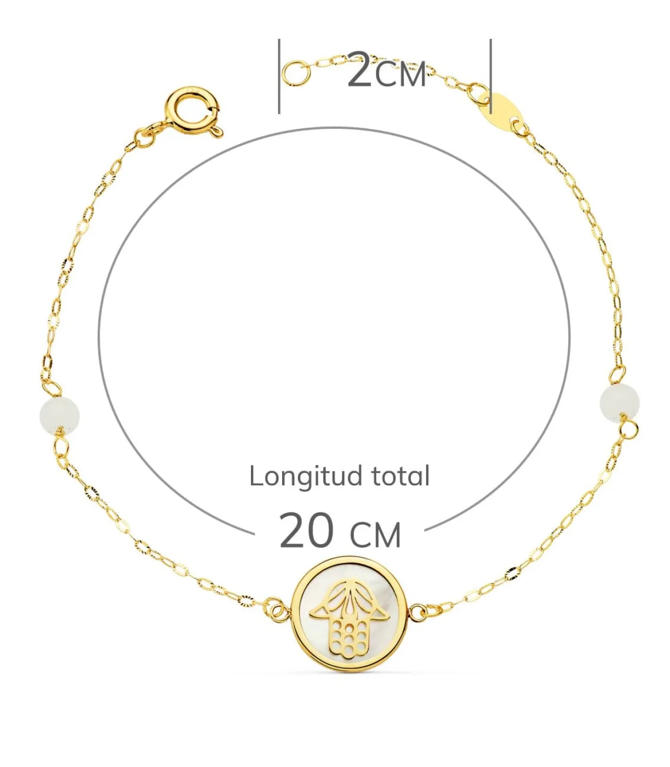 Pulsera Mujer Oro 18K Mano De Fatima Nacar 20Cm<Alda Joyeros Hot