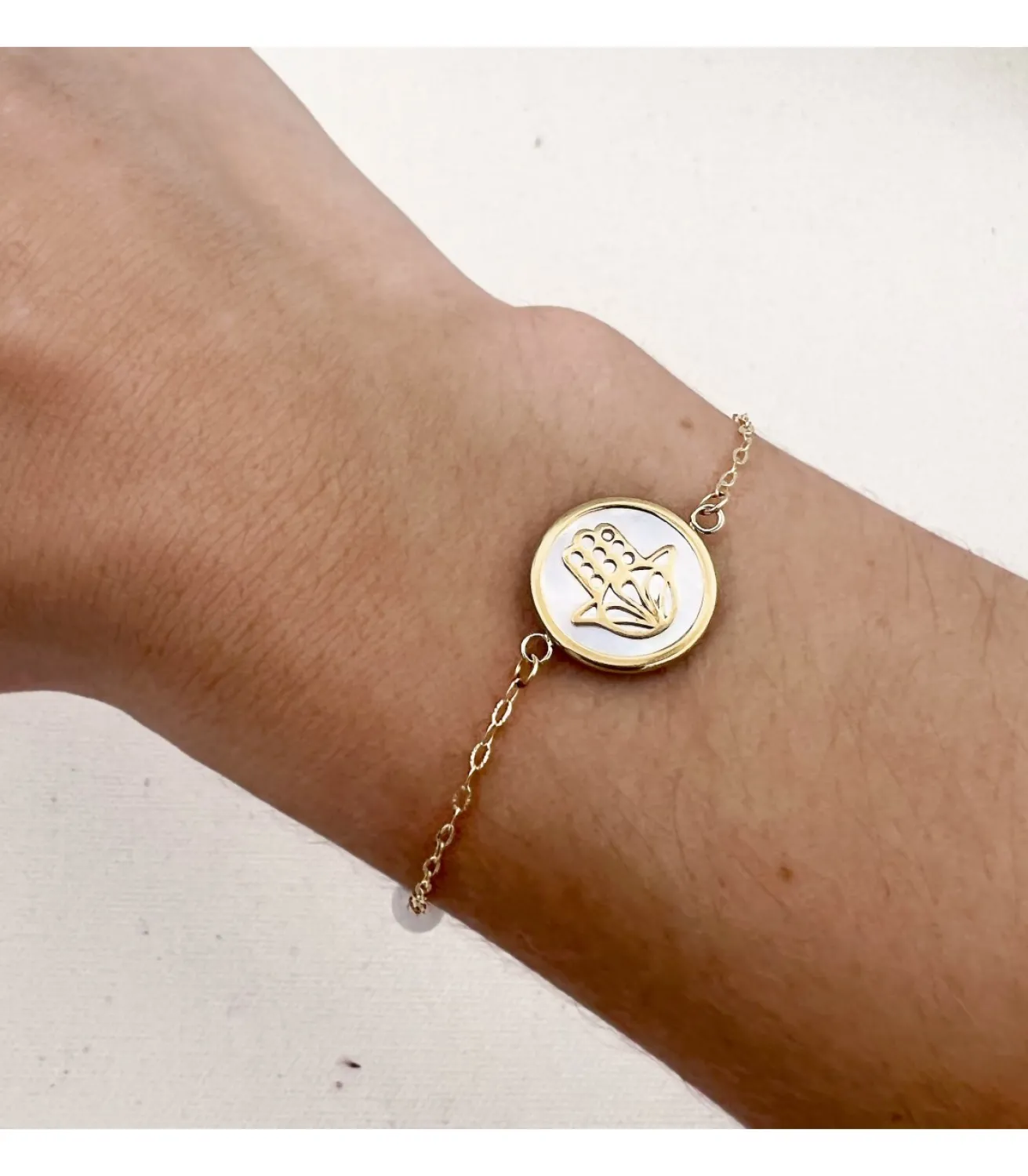 Pulsera Mujer Oro 18K Mano De Fatima Nacar 20Cm<Alda Joyeros Hot