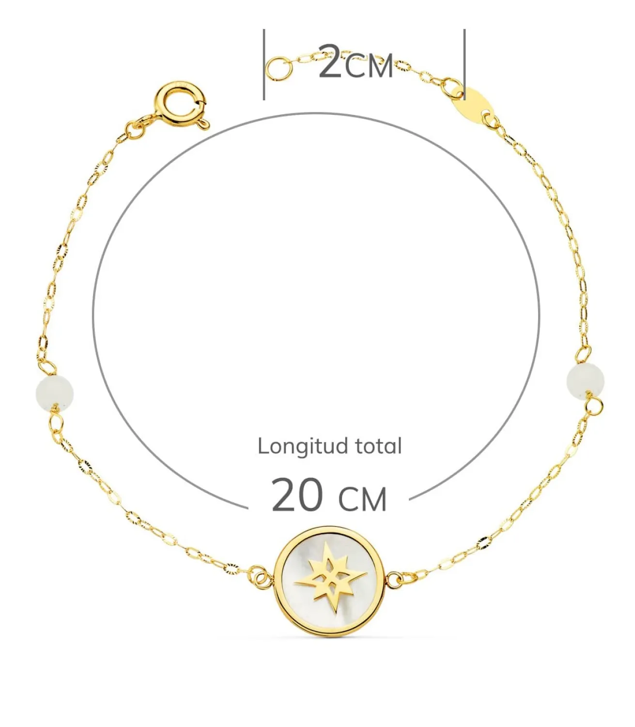 Pulsera Mujer Oro 18K Rosa De Los Vientos Nacar 20Cm<Alda Joyeros Best