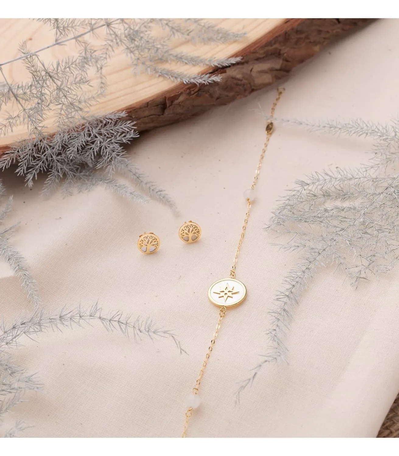 Pulsera Mujer Oro 18K Rosa De Los Vientos Nacar 20Cm<Alda Joyeros Best