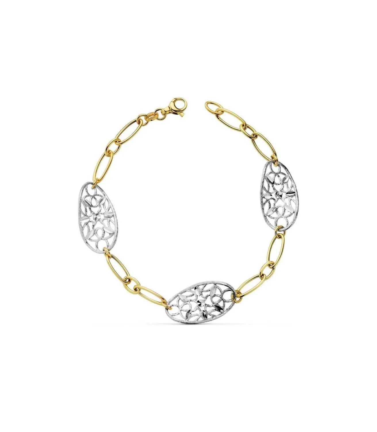 Pulsera Oro Bicolor 18K Hojas<Alda Joyeros Shop