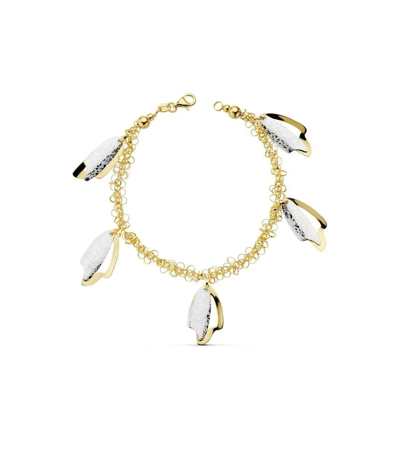 Pulsera Oro Bicolor 18K Hojas<Alda Joyeros Store