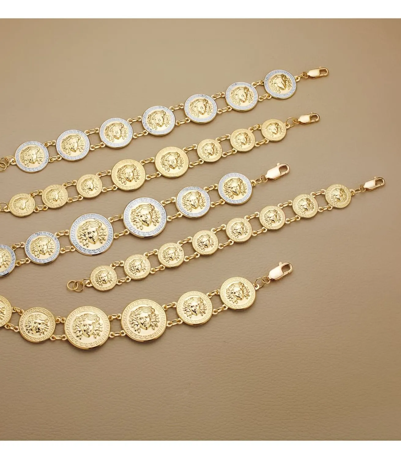 Pulsera Oro Bicolor 18K Medallas Medusa 20,5 Cm<Alda Joyeros Clearance