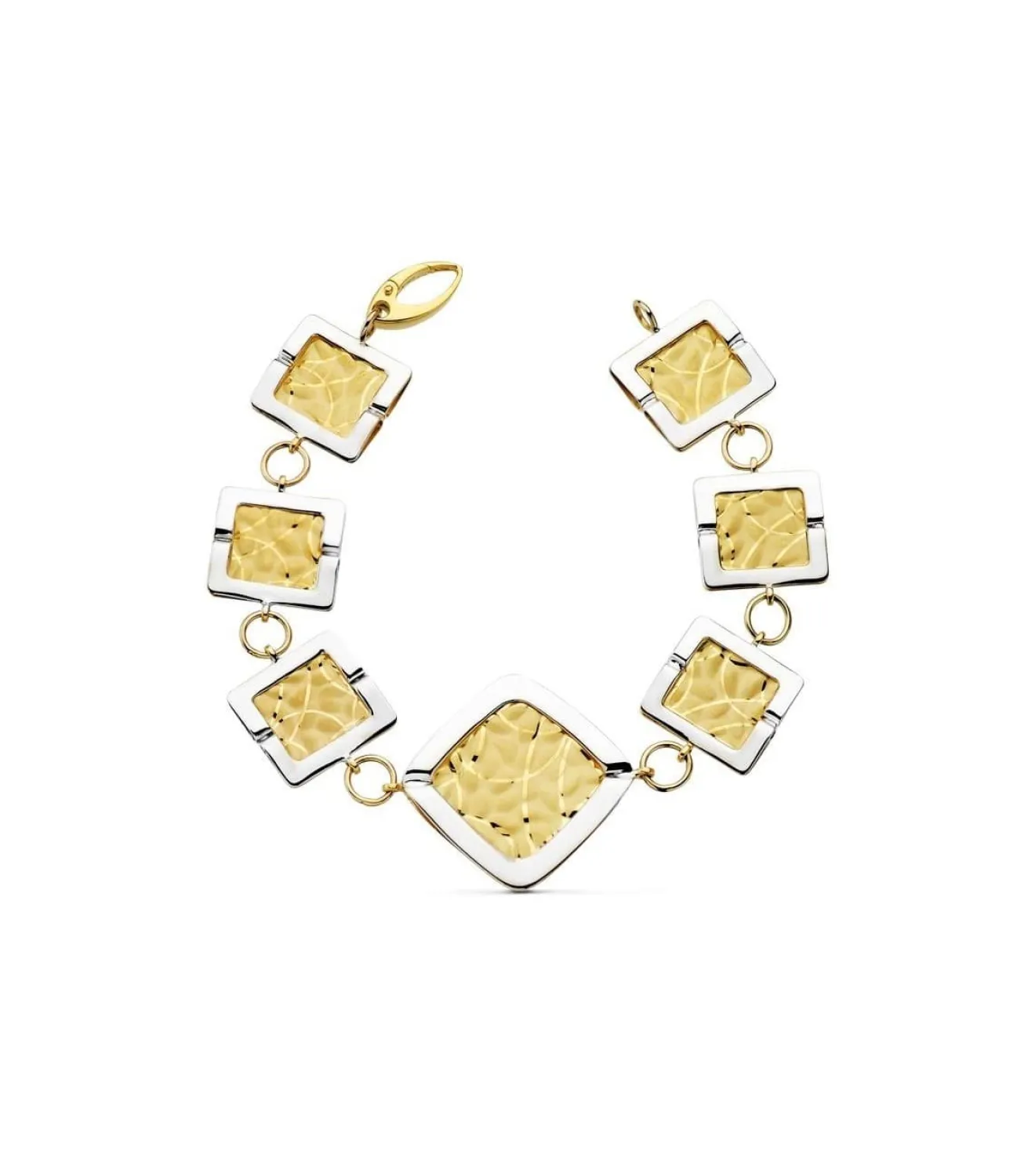 Pulsera Oro Bicolor 18K Rombos Mate Y Brillo<Alda Joyeros Cheap