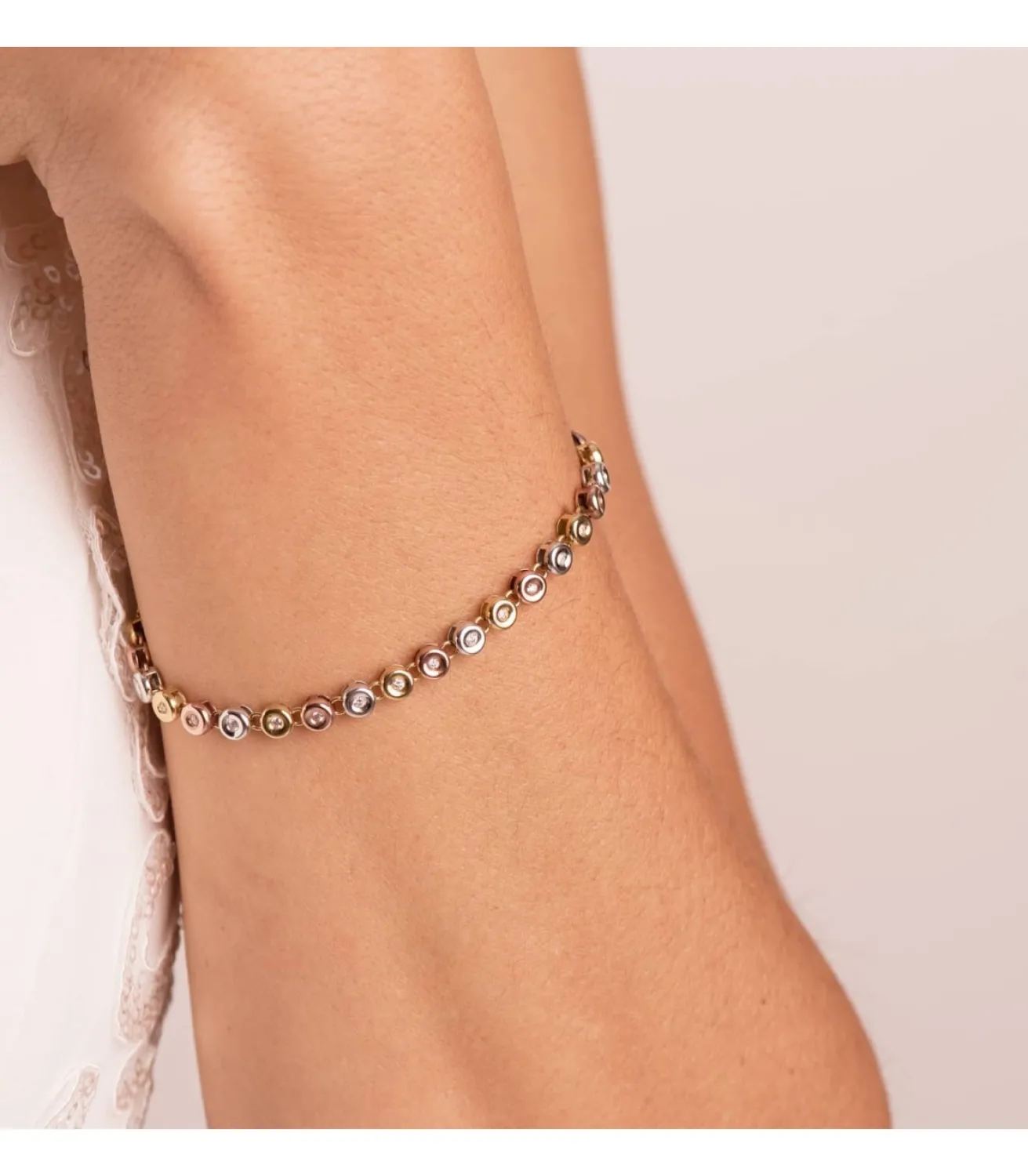 Pulsera Riviere Diamantes 0.434 Qts. Oro Tricolor 18K<Alda Joyeros Cheap