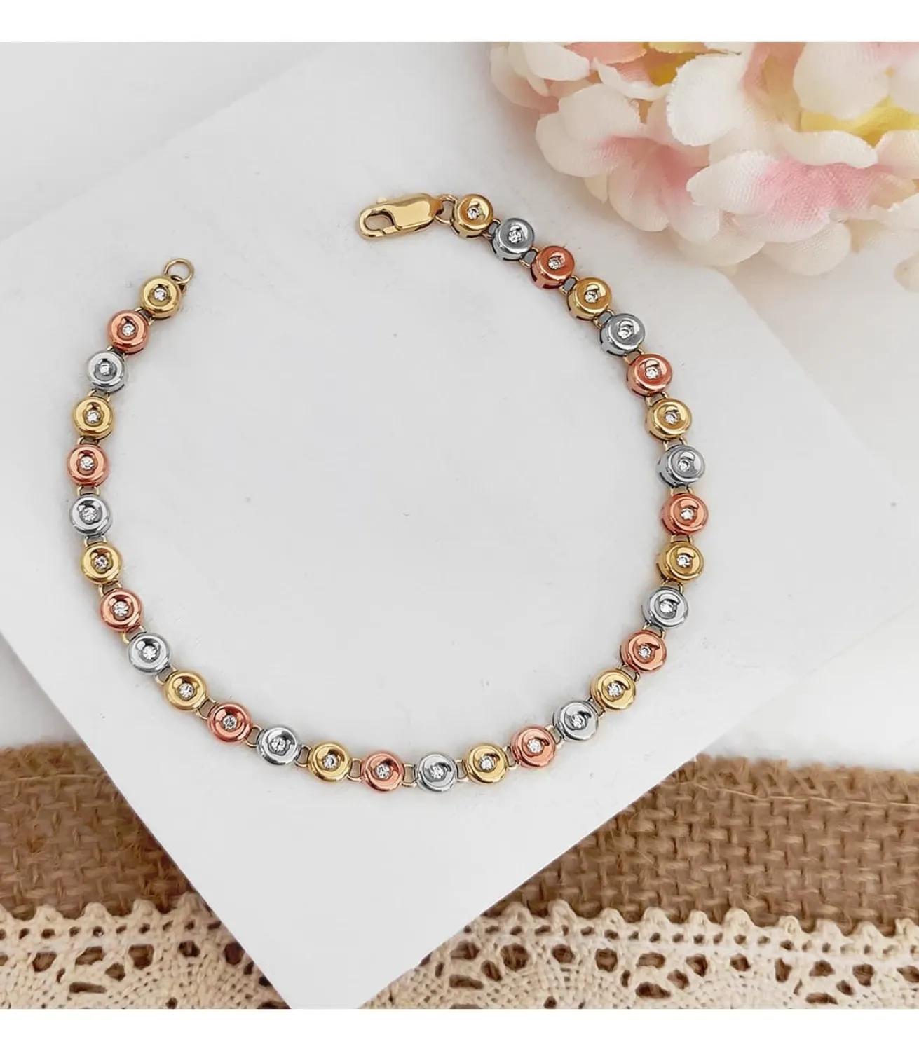 Pulsera Riviere Diamantes 0.434 Qts. Oro Tricolor 18K<Alda Joyeros Cheap