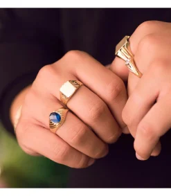 Sello Caballero Roberto Oro 18K Espinela Azul<Alda Joyeros Shop