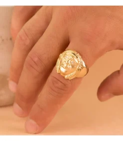 Sello De Hombre Indio Oro Amarillo 18K<Alda Joyeros Store