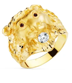 Sello De Hombre Leon Oro Amarillo 18K Rubi<Alda Joyeros Store
