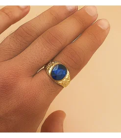 Sello Hombre Elias Oro Amarillo 18K Azul<Alda Joyeros Cheap