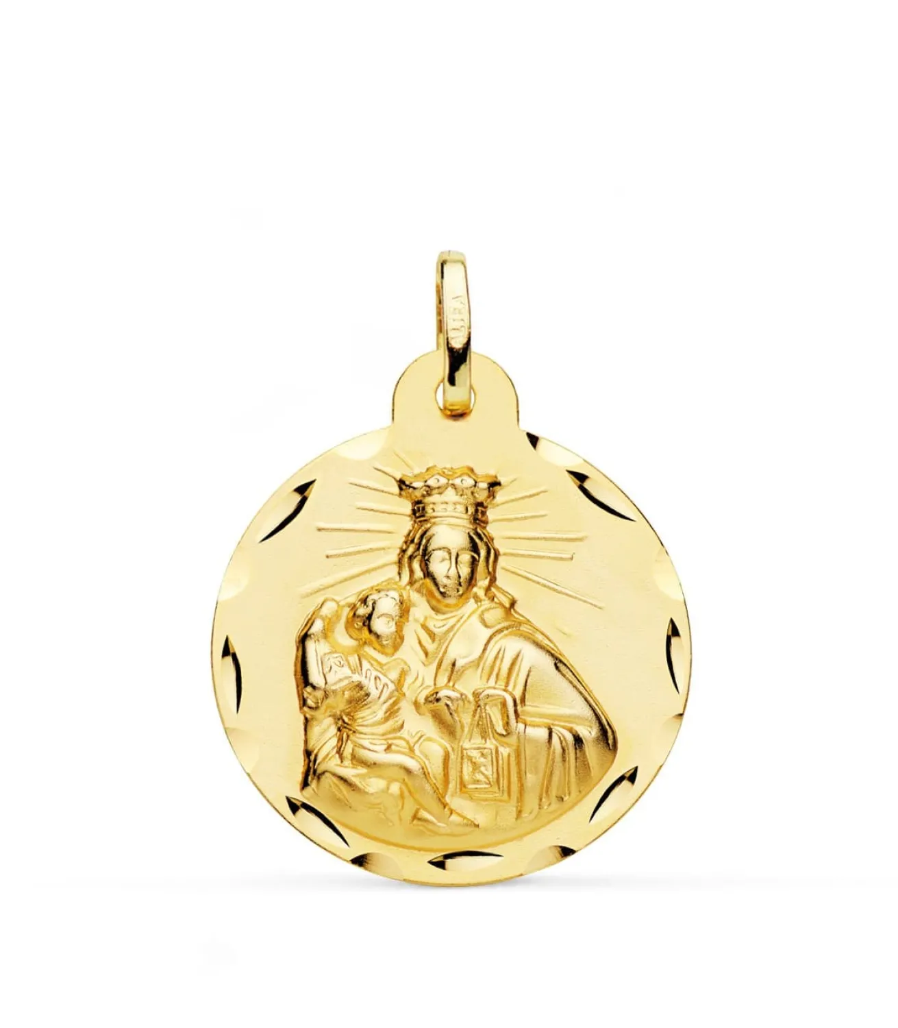 V. Carmen Y C. Jesus Oro 18K Escapulario Tallado 24Mm<Alda Joyeros Online