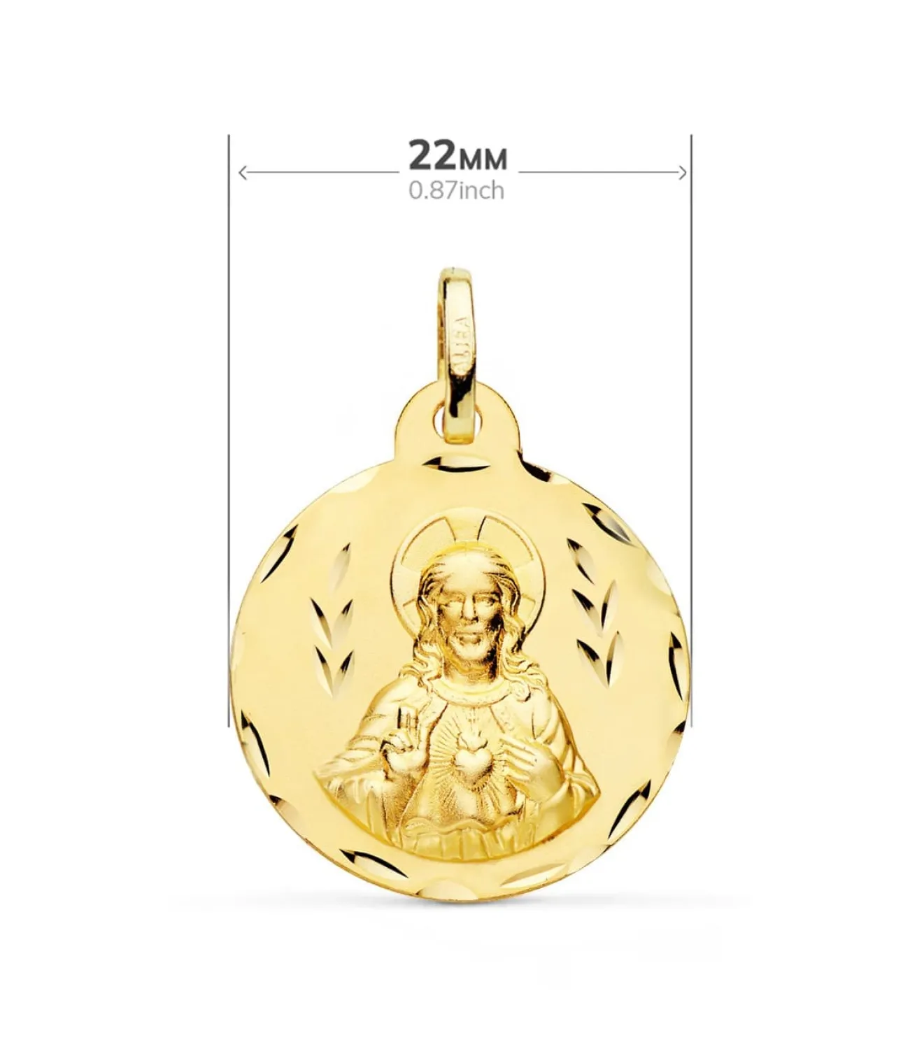 V. Carmen Y C. Jesus Oro 18K Escapulario Tallado 22Mm<Alda Joyeros Shop