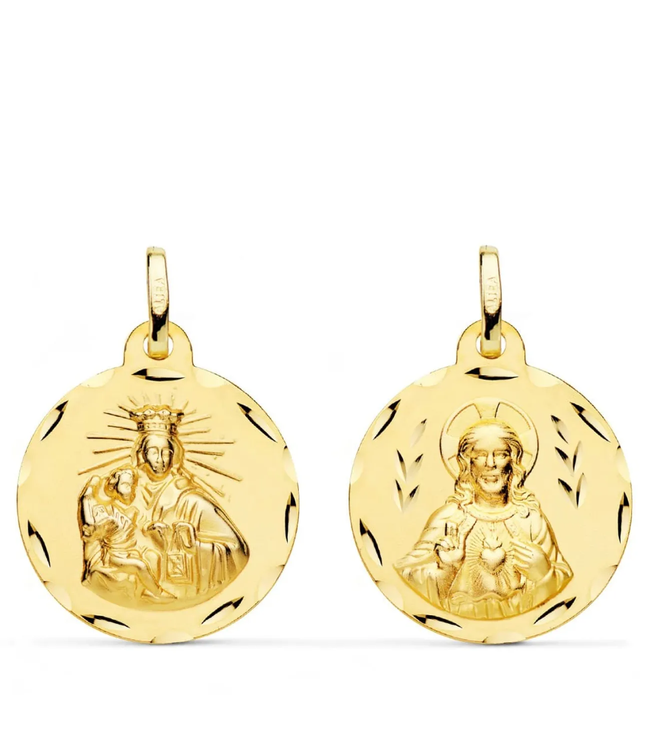V. Carmen Y C. Jesus Oro 18K Escapulario Tallado 20Mm<Alda Joyeros Online