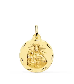 V. Carmen Y C. Jesus Oro 18K Escapulario Tallado 20Mm<Alda Joyeros Online
