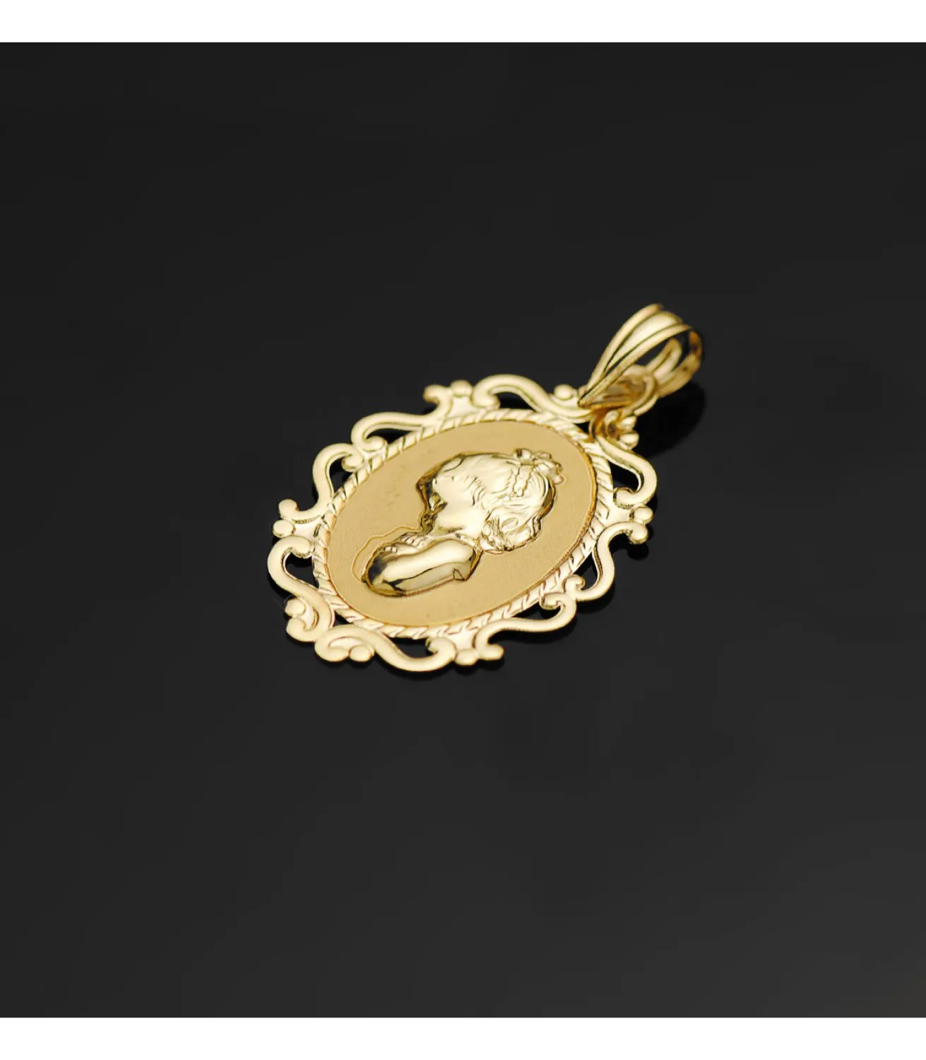 Virgen Niña Cerco Oro Amarillo 18K 23Mm Rezo<Alda Joyeros Flash Sale