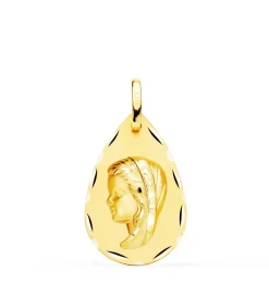 Virgen Niña Tallada Gota 18 Ktes 23 Mm<Alda Joyeros Shop